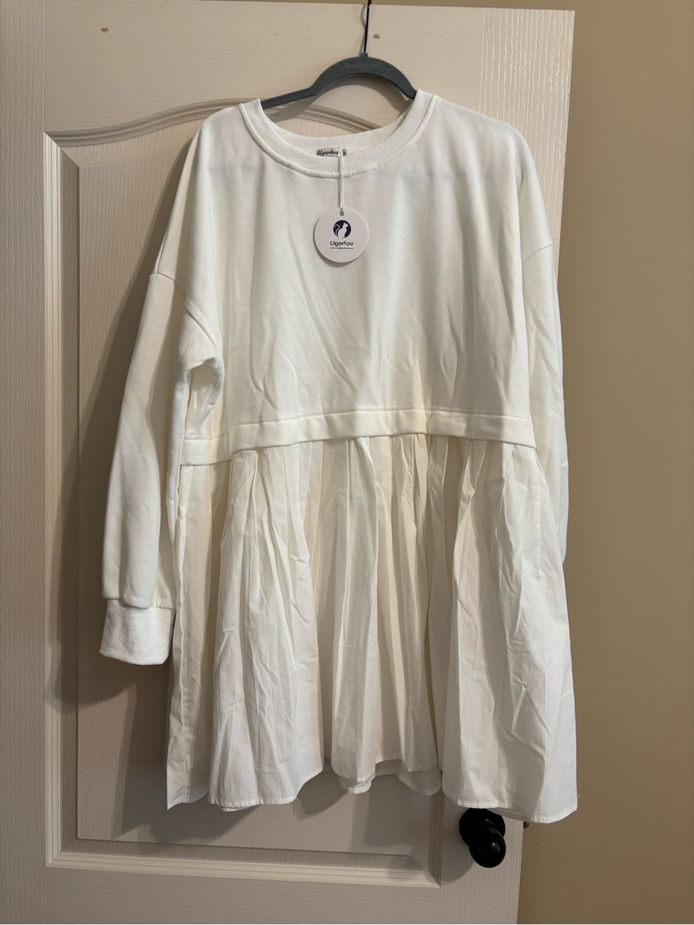 White Long-Sleeve Peplum Dress